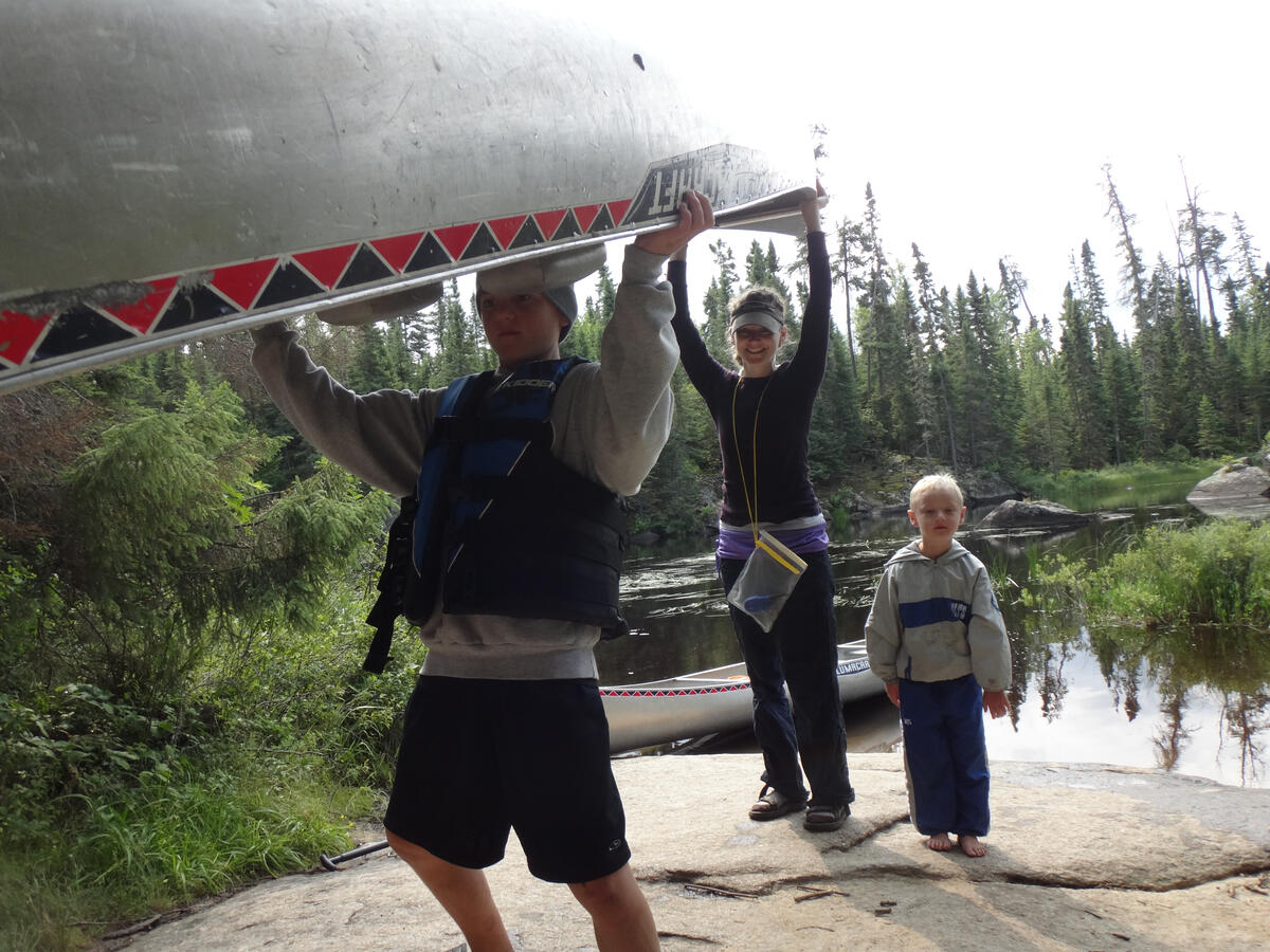 Hauling a canoe
