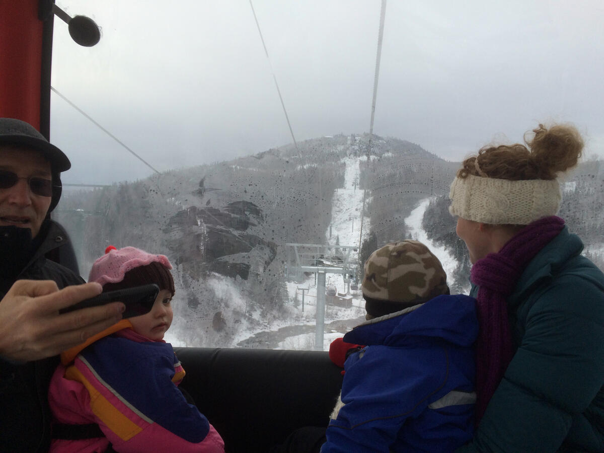 Riding the gondola